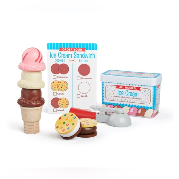 NWT🍦🍧🍦 Melissa & Doug Scoops and Sandwiches 13-Piece Ice Cream Play Food Set - Picture 4 of 10